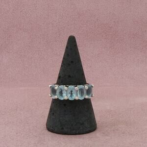 sterling silver oval-cut blue topaz ring size 8